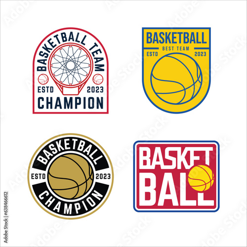basketball badge logo vector illustration. for printing, stickers, labels, sport logos