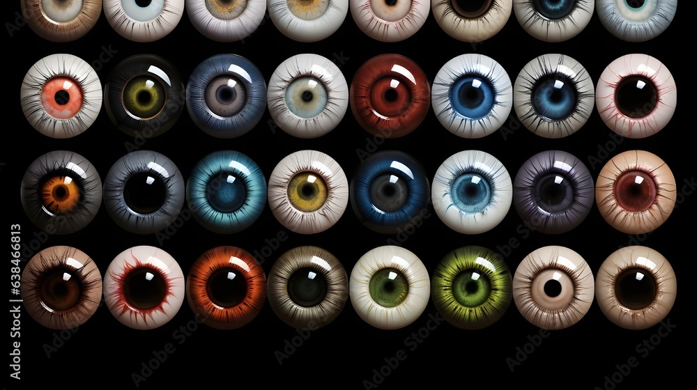 Different color eye balls , close-up , all the human eye ball colors included , Generative AI Different color eye balls , close-up , all the human eye ball colors included , Generative AI