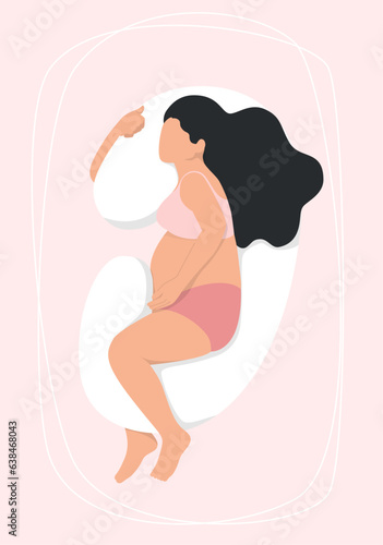 Pregnant sleeping poses. Woman comfortable sleeping poses