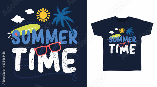 Summer time typography cartoon tshirt arts design