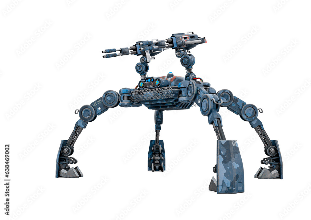 apocalyptic war drone with raised up legs in white background apocalyptic war drone with raised up legs in white background