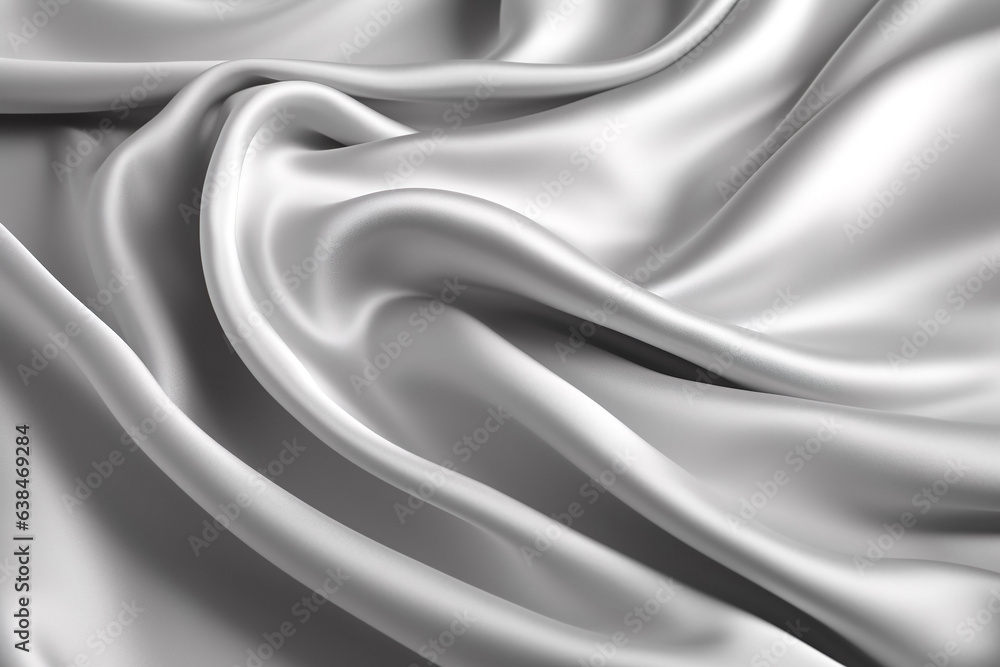 Smooth elegant silver color silk or satin cloth texture. Abstract background. Banner. Generated AI