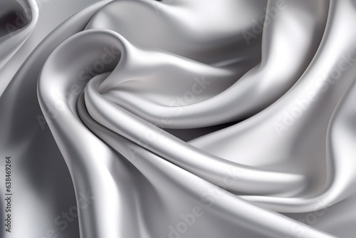 Smooth elegant silver color silk or satin cloth texture. Abstract background. Banner. Generated AI