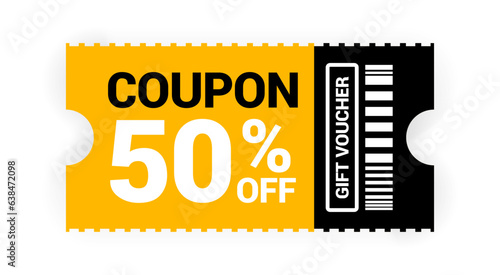 yellow coupon promotion sale for website, internet ads, social media or coupon. Big sale and super sale coupon discount. Coupon discount with vector illustration
