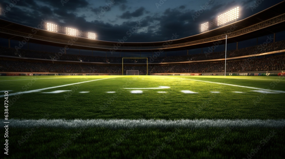 3d render of a football stadium at night with lights and grass 3d render of a football stadium at night with lights and grass