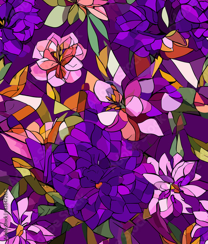 "Blossom Mosaic: Artistic Floral Pattern"