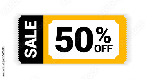 yellow coupon promotion sale for website, internet ads, social media or coupon. Big sale and super sale coupon discount. Coupon discount with vector illustration