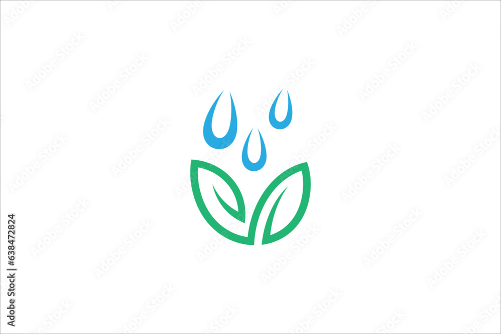 Leaf logo design with water drop splash
