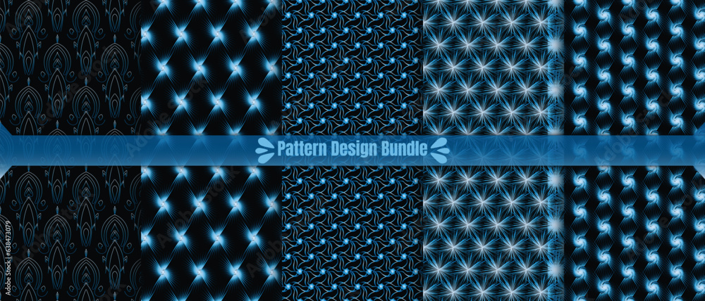 Big collection of Geometric Seamless Patterns, Collection of geometric different colors background, for fabric, textile, wrapping, cover, web etc, 5 eps design for fabric, blue background