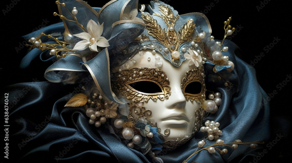 Mask On Black  Background. Venetian Mask. AI Generated