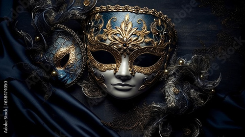 Mask On Black Background. Venetian Mask. AI Generated