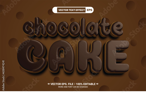Chocolate cake editable 3d vector text style effect