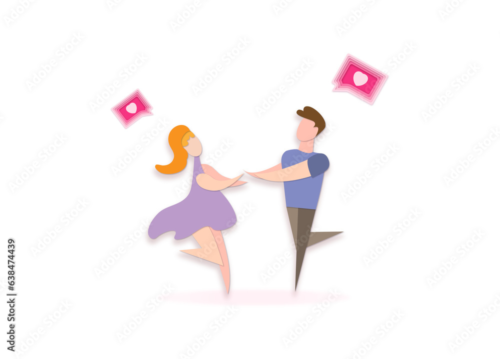 Dancing couple on a transparent background. Dancing lovers paper cut style illustration. Dancing couple on a transparent background. Dancing lovers paper cut style illustration.