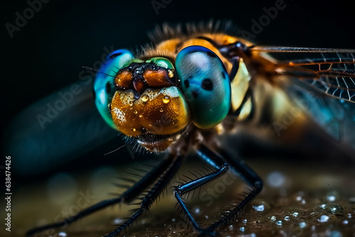 Fascinating shot of a dragonfly. AI Generated © EwaStudio