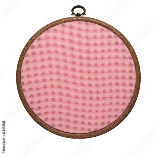 Принти на полотні Pink canvas in embroidery frame. Accessory for cross-stitch