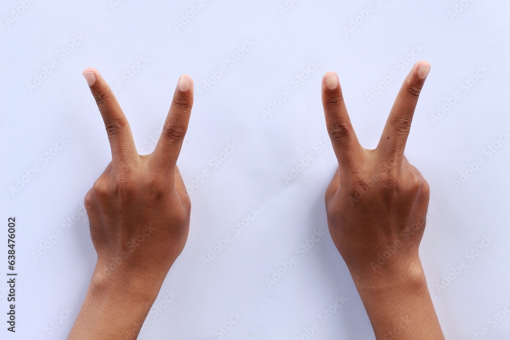 peace style both hands gesture isolated on white background peace style both hands gesture isolated on white background