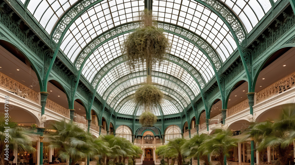 interior of a greenhouse wrought iron dome created with Generative AI technology interior of a greenhouse wrought iron dome created with Generative AI technology