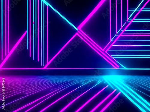 3d render abstract minimal neon background