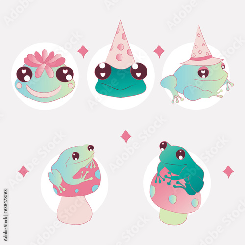 Cute colorful frogs illustration characters
