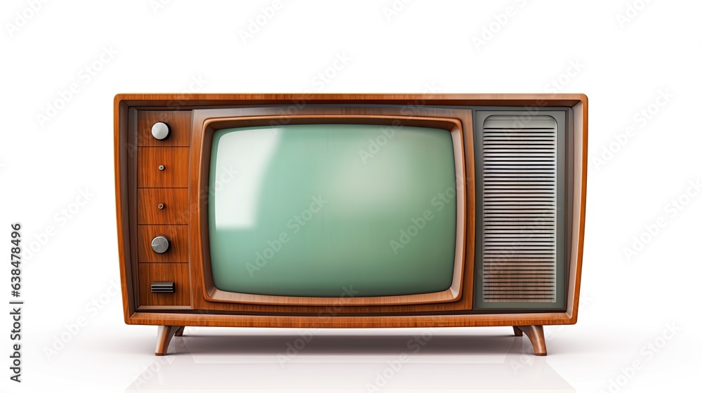 Retro vintage television tv isolated on white gray background