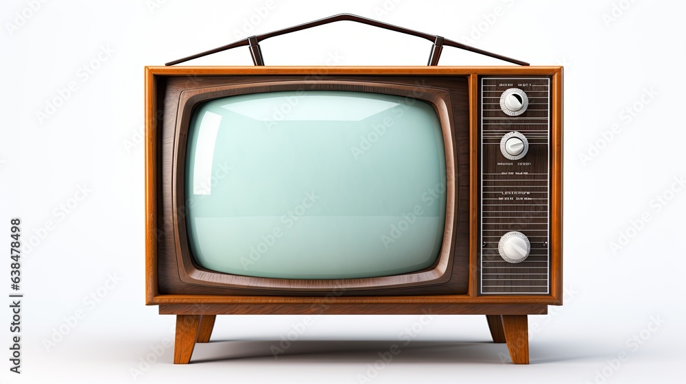 Retro vintage television tv isolated on white gray background