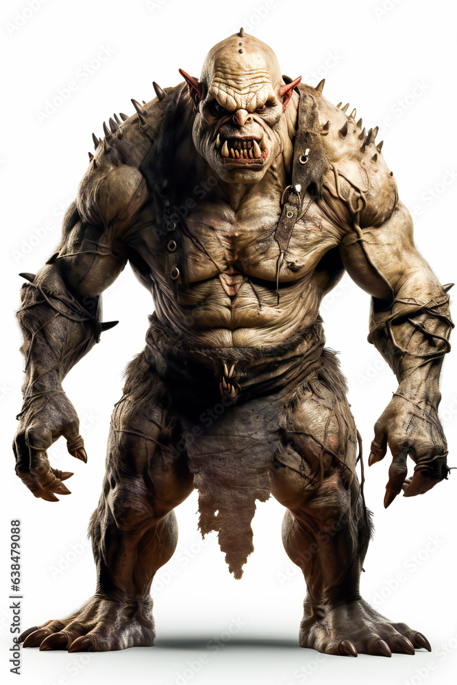 Ogre with Piercing Eyes and Sharp Teeth isolated on white background. AI Generated Ogre with Piercing Eyes and Sharp Teeth isolated on white background. AI Generated