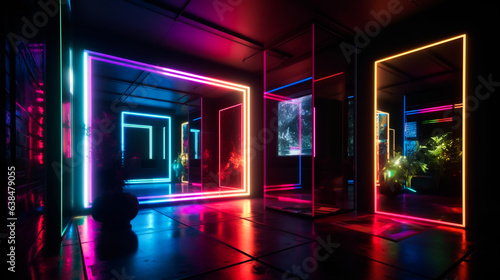 Neon Rainbow Room . AI Generated