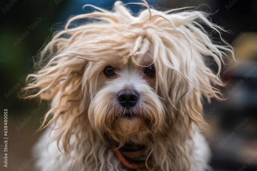 Silly Pup in a Wig . AI Generated