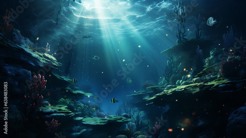 Unterwasser mit Licht durch Sonnenschein
