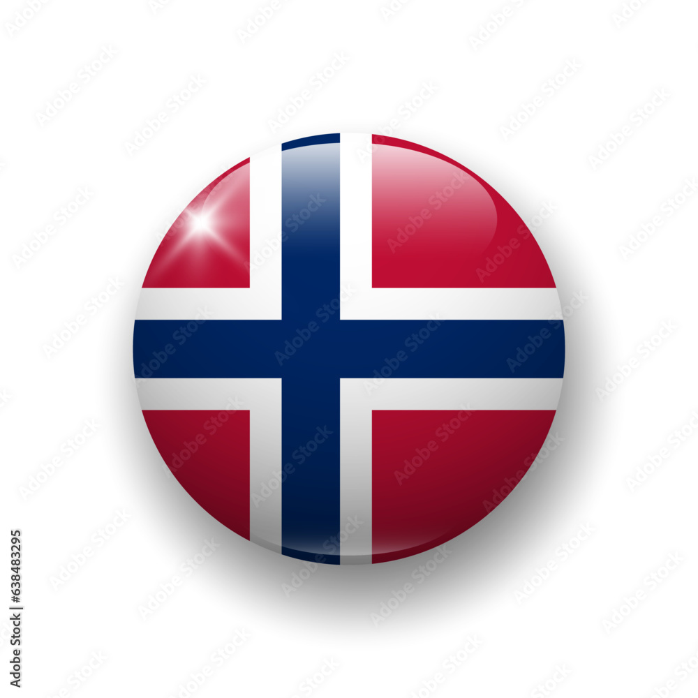Realistic glossy button with flag of Norway. 3d vector element with shadow underneath. Best for mobile apps, UI and web design. Realistic glossy button with flag of Norway. 3d vector element with shadow underneath. Best for mobile apps, UI and web design.