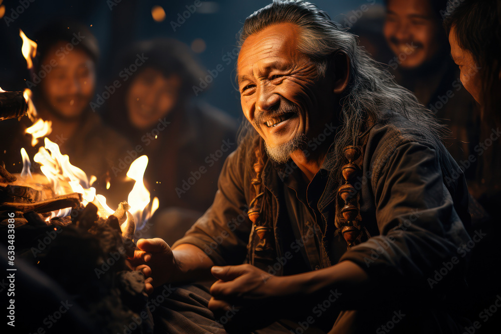 Stories of the Past. Seniors sharing stories around a bonfire, emphasizing the role of oral tradition in senior life. Generative Ai. Stories of the Past. Seniors sharing stories around a bonfire, emphasizing the role of oral tradition in senior life. Generative Ai.