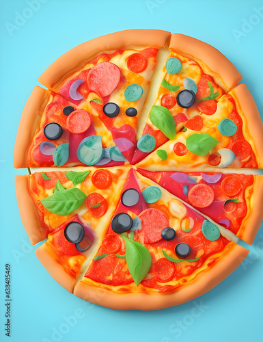 Pizza 3d realistic render vector icon