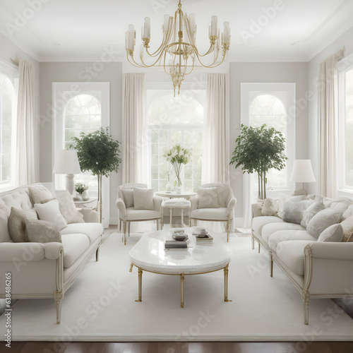 modern living room  modern interior in white tones  elegant  made by AI 