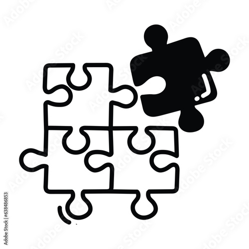 Puzzles doodle Icon Design illustration. Business Symbol on White background EPS 10 File