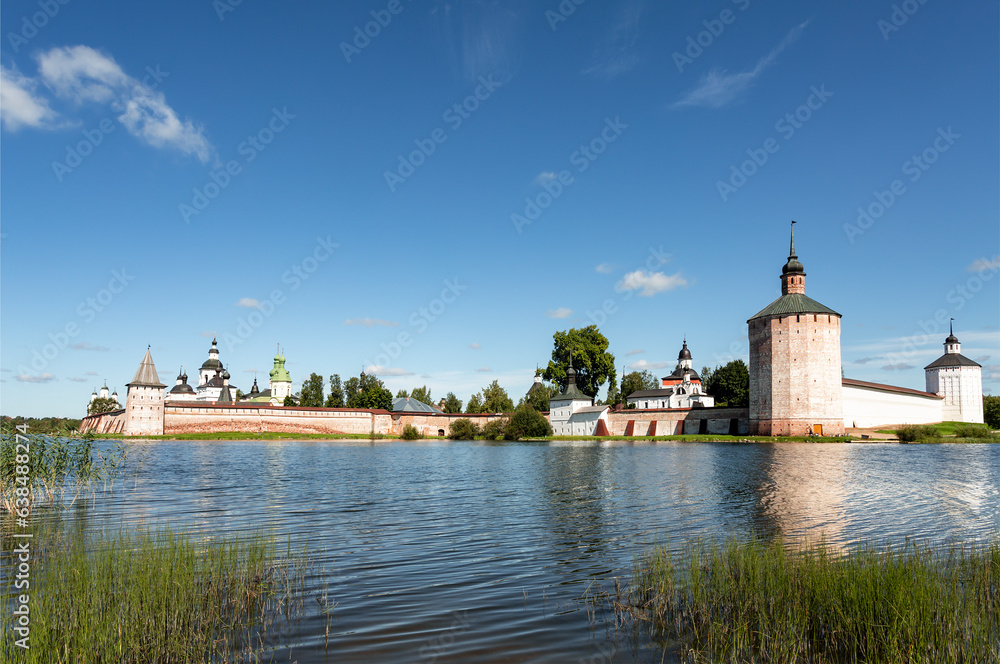 View of the Kirillo-Belozersky Monastery from the side of Lake Siverskoye. Kirillov, Vologda region, Russia