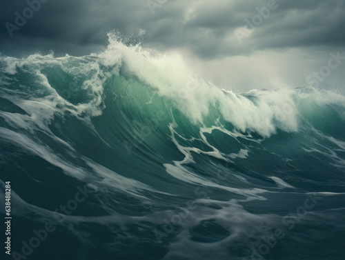 dramatic and large crashing waves in the ocean