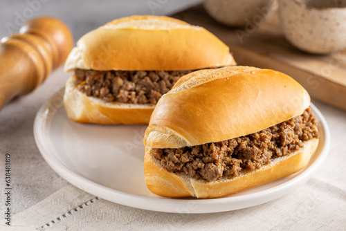 Quadro em tela Homemade ground beef sandwich. Sloppy joe sandwich.