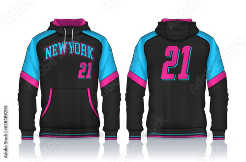 Hoodie shirts template. Jacket Design, Track Sportswear, front and back view.	