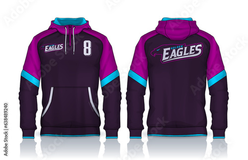 Hoodie shirts template. Jacket Design, Track Sportswear, front and back view.	