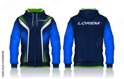 Hoodie shirts template. Jacket Design, Track Sportswear, front and back view.	