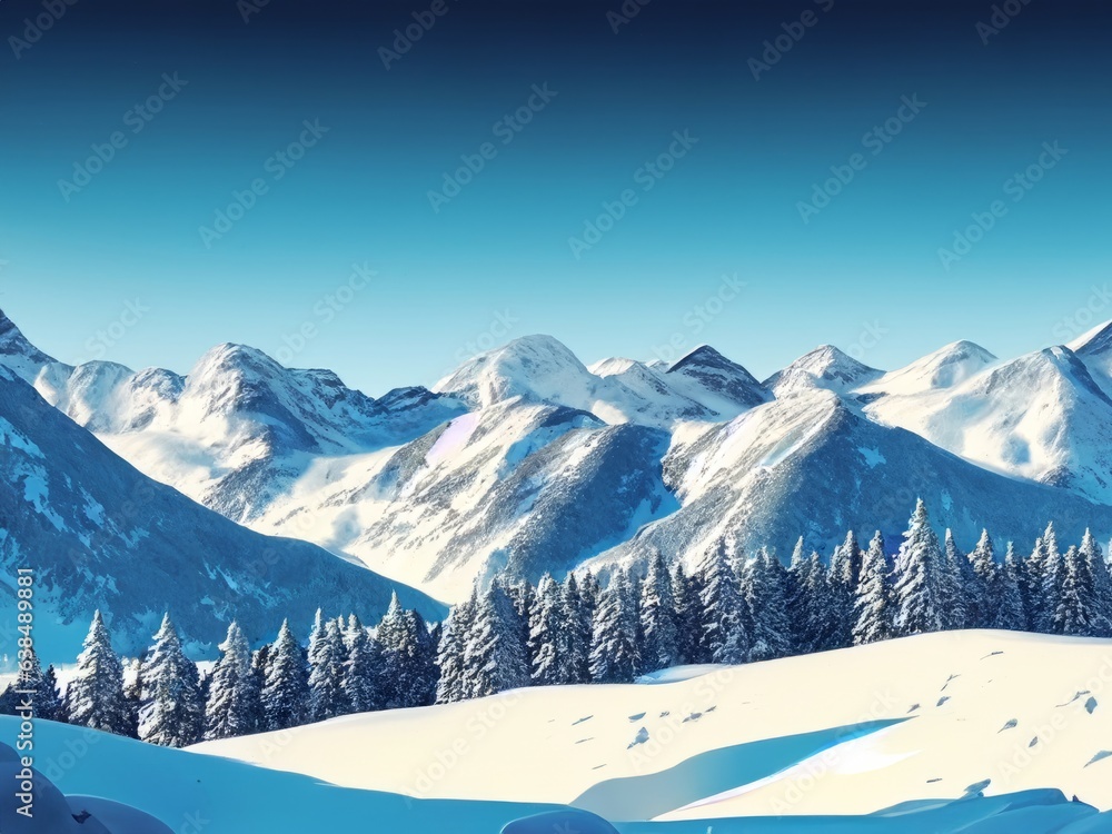 Breathtaking view of a snowy mountain range