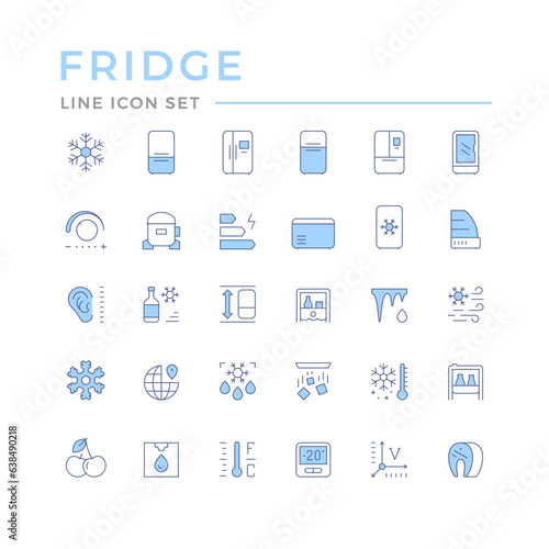 Set color line icons of fridge
