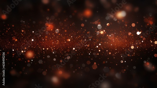 Black dark orange red brown shiny glitter abstract background with space. Twinkling glow stars effect created with Generative AI