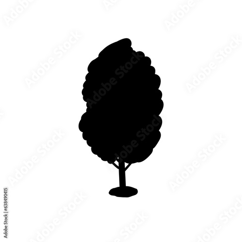Tree icon silhouette. Isolated tree on white background.