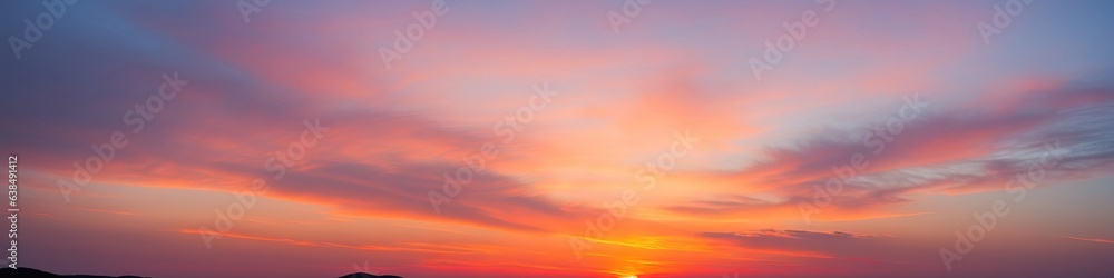 Fototapeta premium Beautiful atmospheric dramatic clouds in the evening at sunset.. Generative AI.