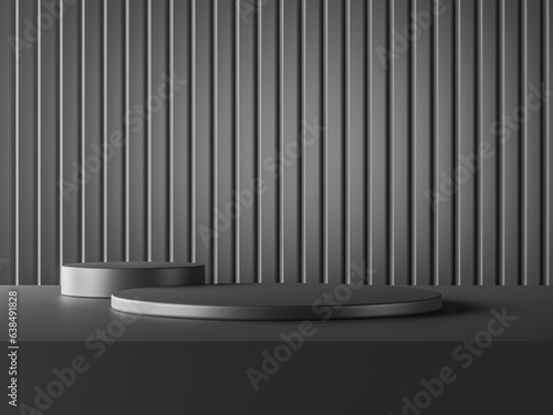 3D rendering abstract black platform podium product presentation backdrop