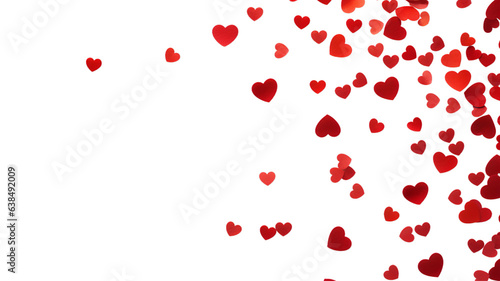 Red heart shaped confetti isolated on transparent background PNG
