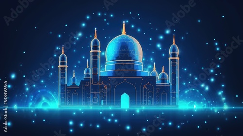 Islamic icon, Id-Ul-Fitr, Ramzan, Hijra - Islamic New Year, Bakrid (Eid-al-Adha), Moharam, and Miladi Nabi, Generative ai. photo