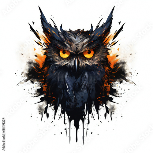black and white bird  owl  generative ai