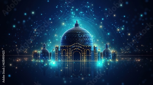 Islamic icon, Id-Ul-Fitr, Ramzan, Hijra - Islamic New Year, Bakrid (Eid-al-Adha), Moharam, and Miladi Nabi, Generative ai. photo